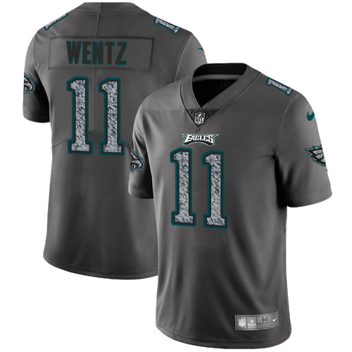 Nike Eagles #11 Carson Wentz Gray Static Men's Stitched NFL Vapor Untouchable Limited Jersey - Click Image to Close